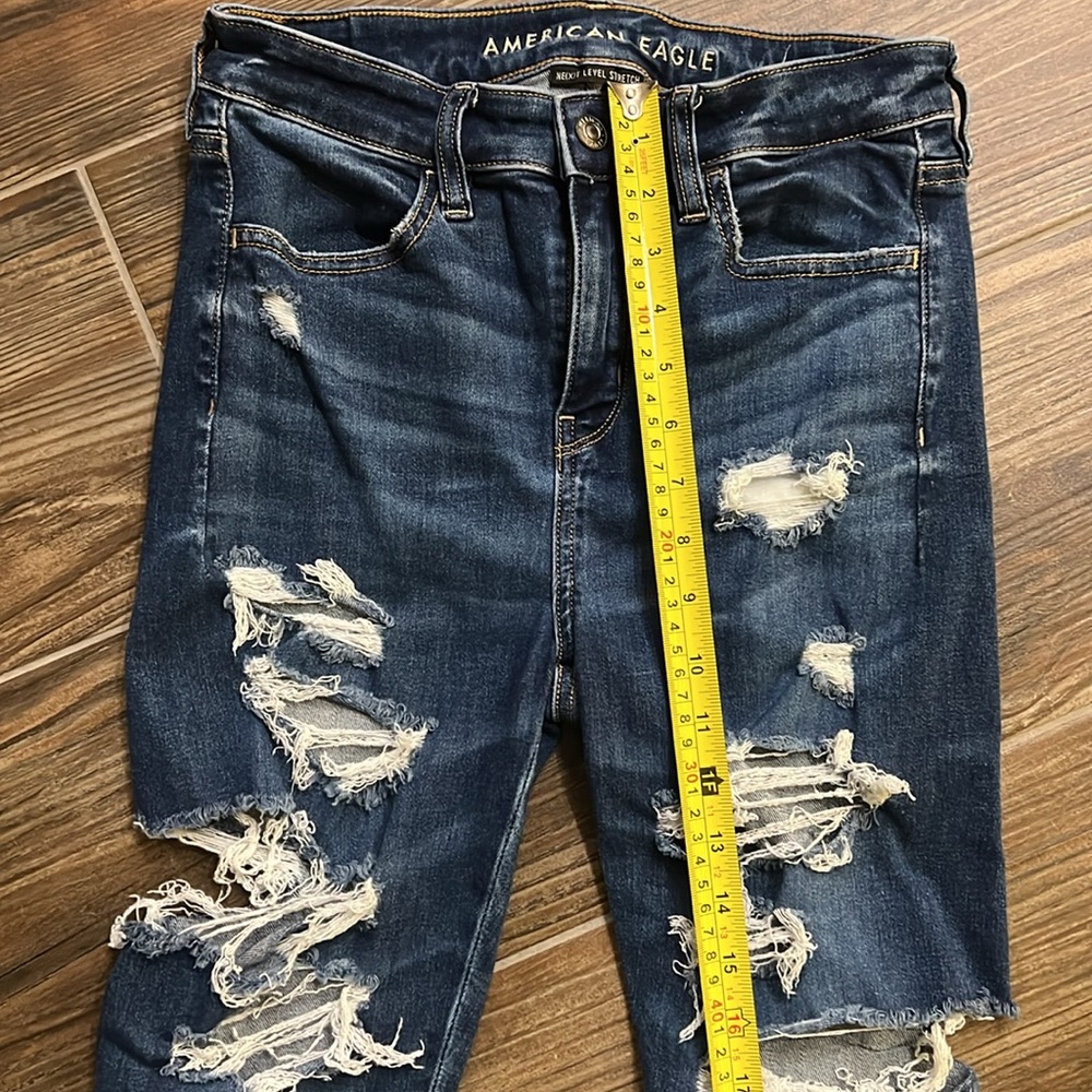 American Eagle distressed next level stretch super high-rise jegging 4 regular - Picture 4 of 7
